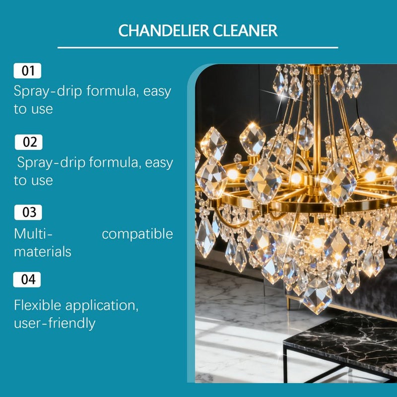 Chandelier Cleaner Spray No Wipe, Crystal Chandelier & Brass Cleaner, No-wipe Dust Remover for Crystal & Glass, Streak-free Shine for Mirrors, Metal & Plastic, 120ml, Home Cleaning - Image 4